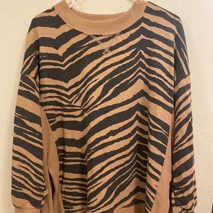 Aerie Oversized Tiger Striped Sweatshirt Size M
